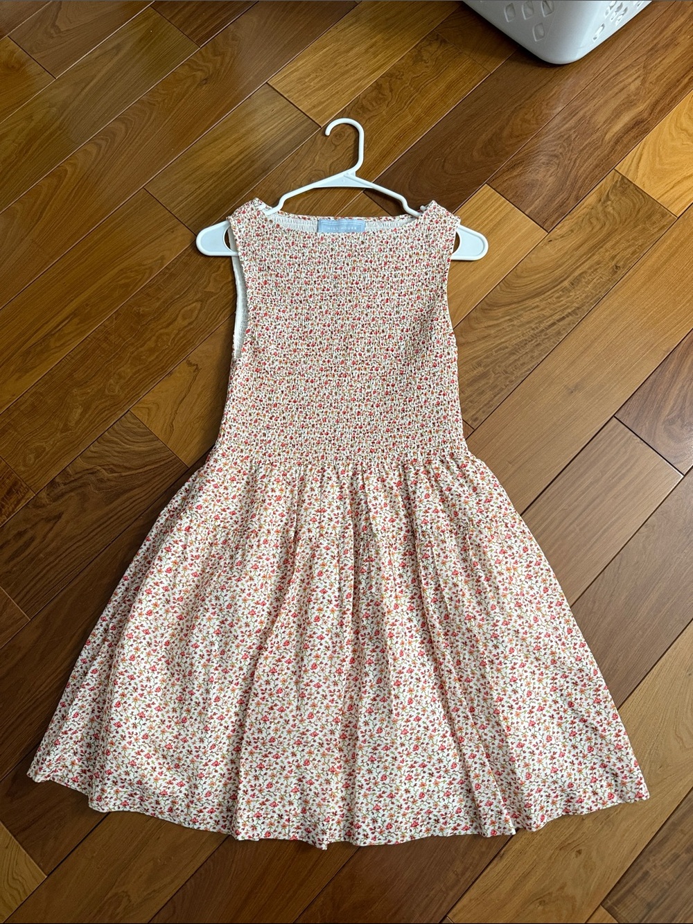 Hill House Mini Dress in Cream with Pink Floral Print